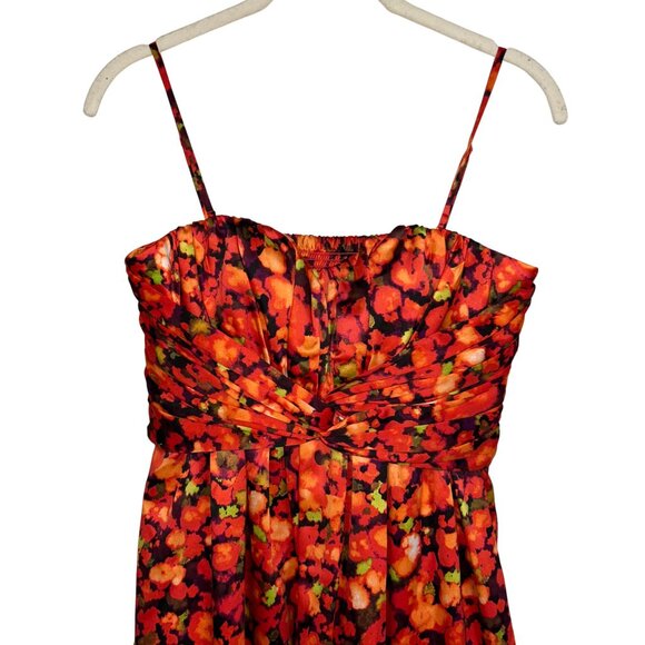 NWT Jessica Simpson Floral Fall Maxi Dress Red Black 6 Designer Statement - Picture 3 of 12